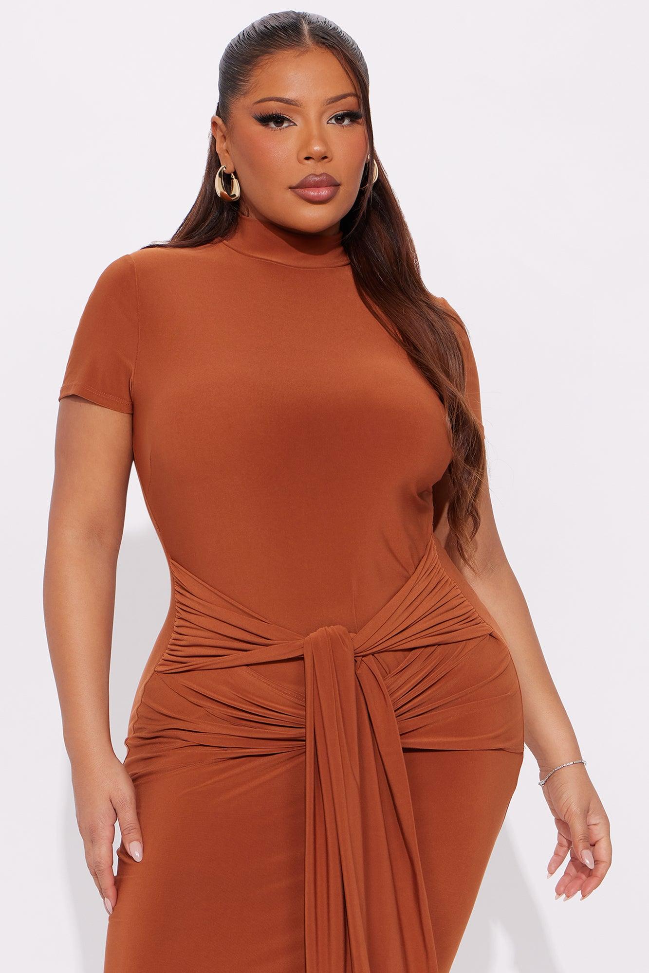 Playful Kiss Midi Dress - Rust Female Product Image