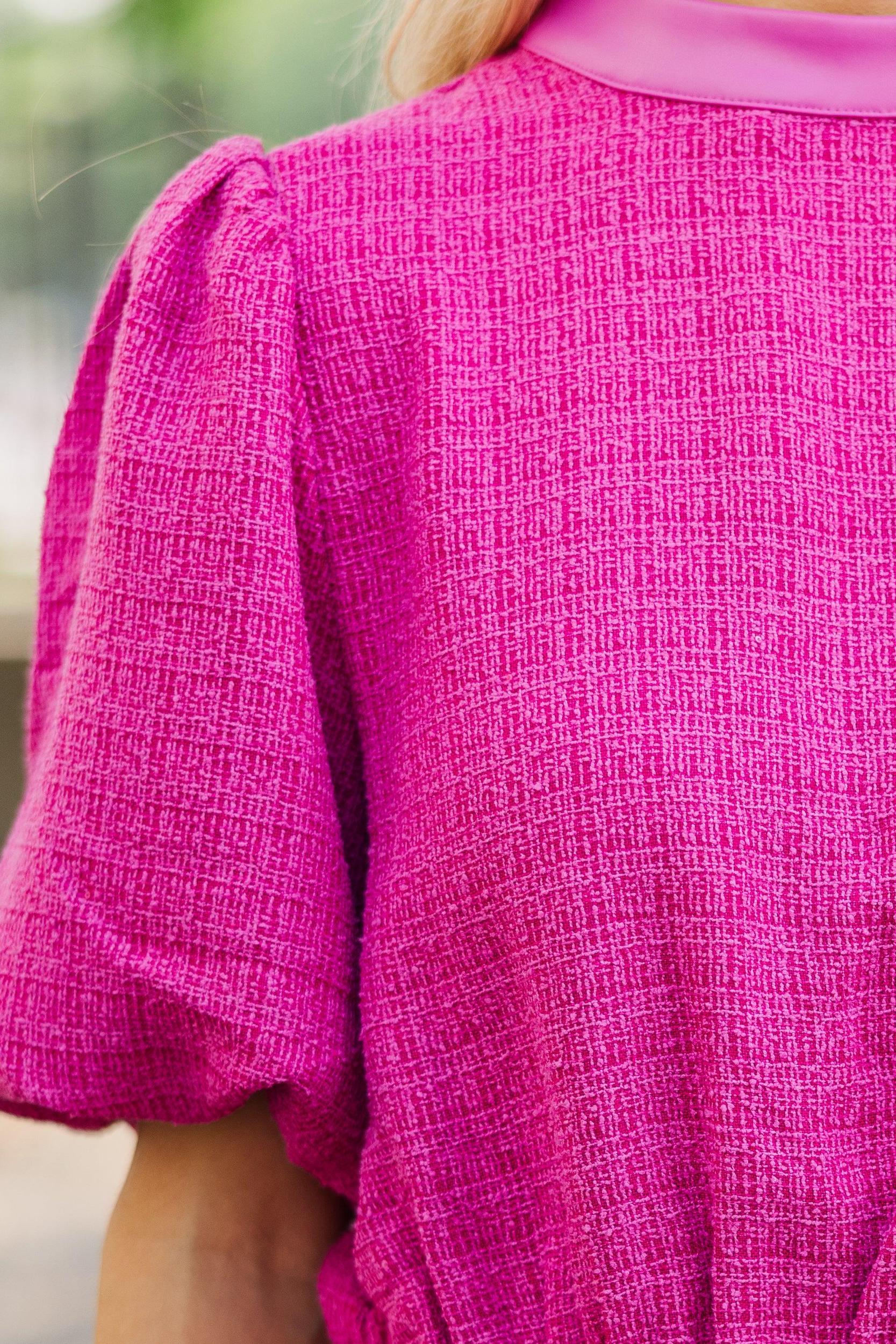 Keep You Around Pink Tweed Blouse Female Product Image