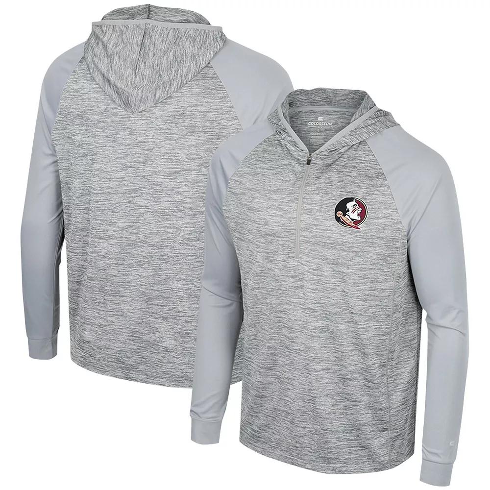 Men's Colosseum Gray Florida State Seminoles Cybernetic Raglan Quarter-Zip Hooded Top,  Product Image
