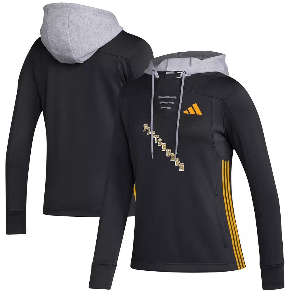 Women's adidas Black Pittsburgh Penguins Refresh Skate Lace AEROREADY Pullover Hoodie,  Product Image
