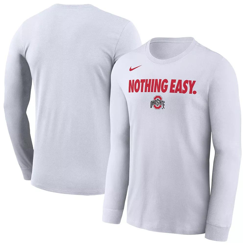 Men's Nike White Ohio State Buckeyes 2025 On-Court Bench Long Sleeve T-Shirt, Size: Large Product Image