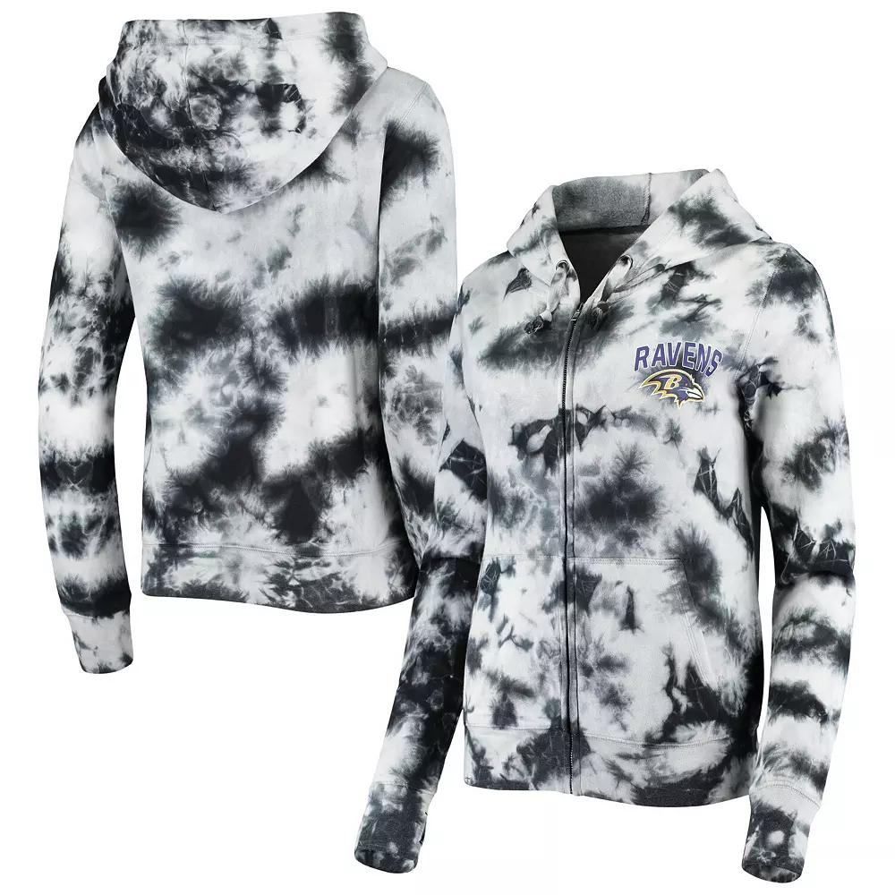 Women's New Era Black Baltimore Ravens Tie Dye Fleece Full-Zip Hoodie, Size: XS Product Image