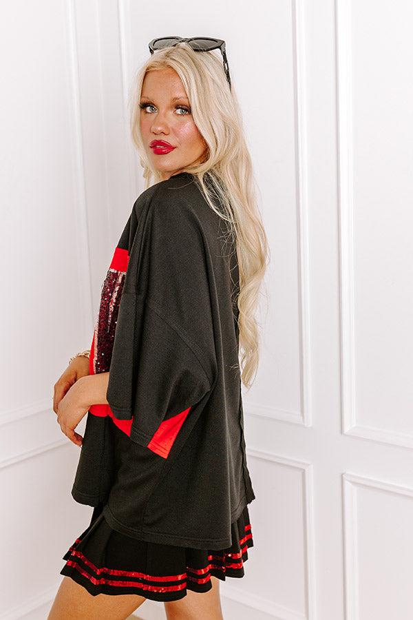 It's a Touch Down Sequin Oversized Tee in Black Product Image