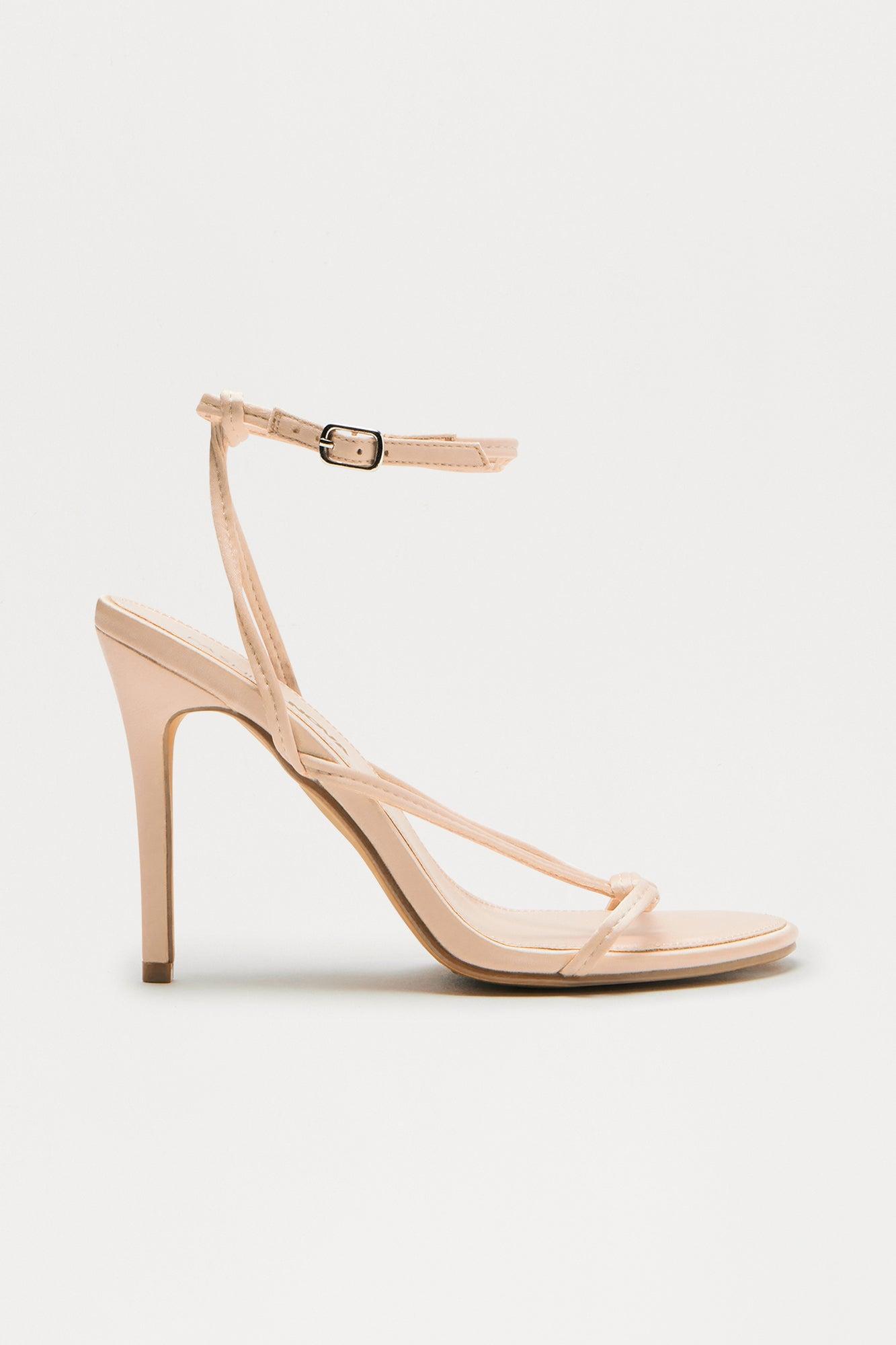 Denzi Satin Ankle Strap Heels - Nude Female Product Image