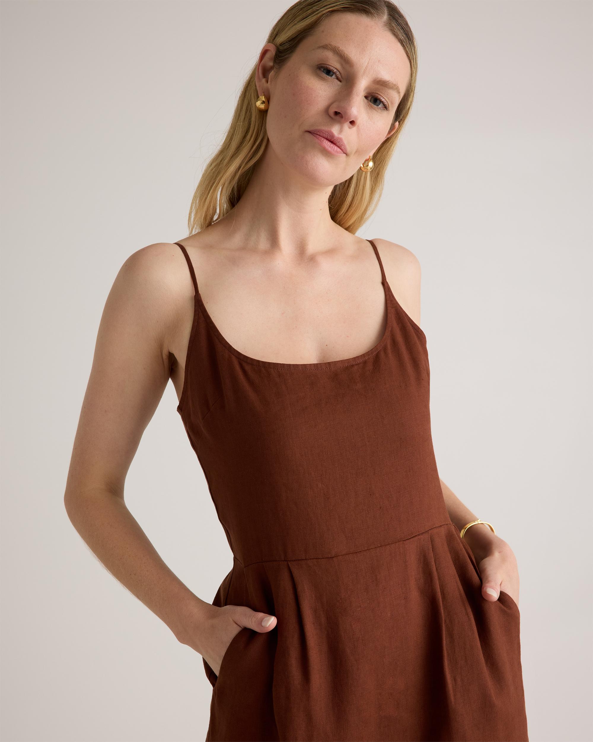 Quince | Women's 100% European Linen Scoop Neck Midi Dress Product Image