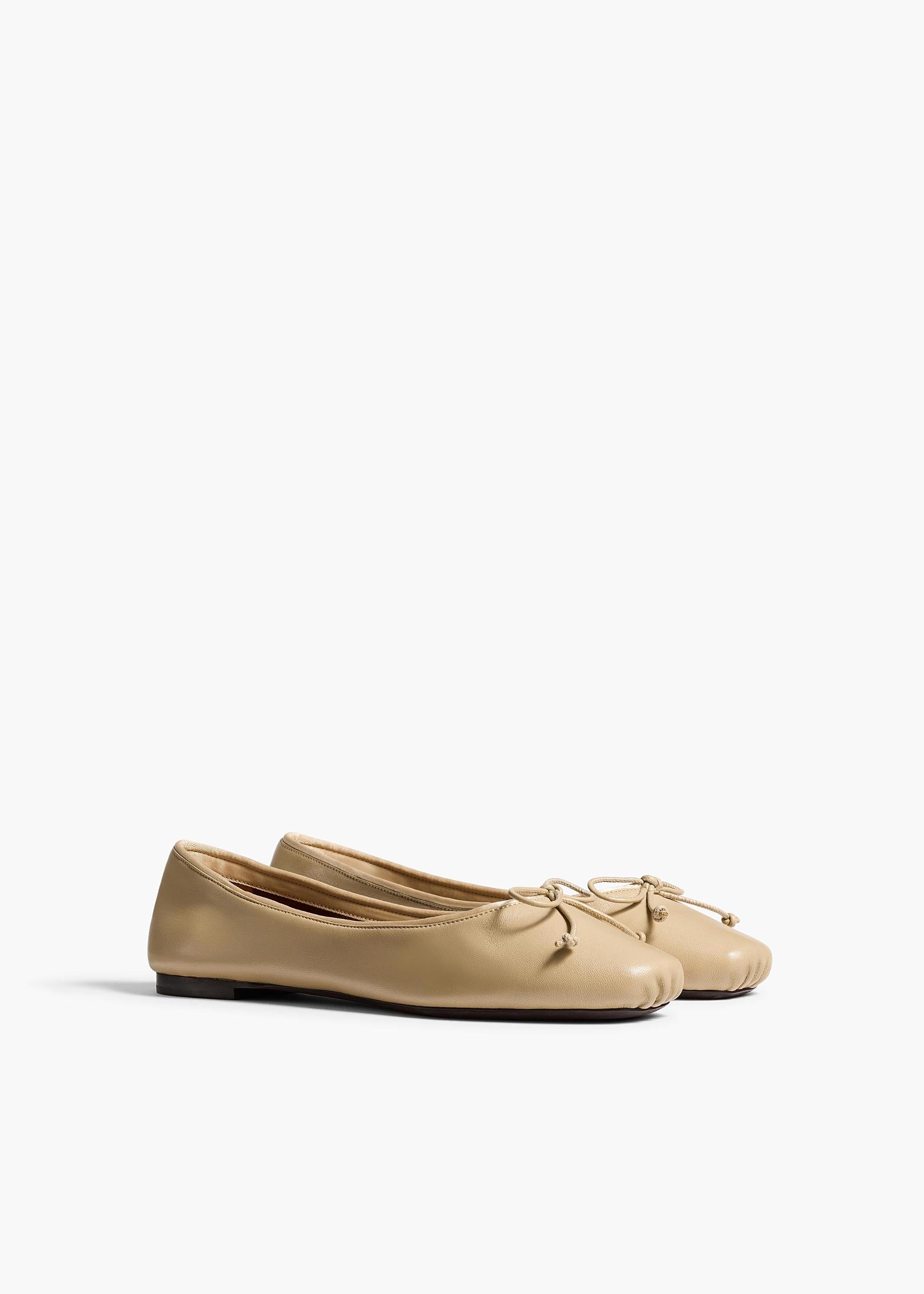 Charlotte Ballerina Flat in Beige Leather Product Image
