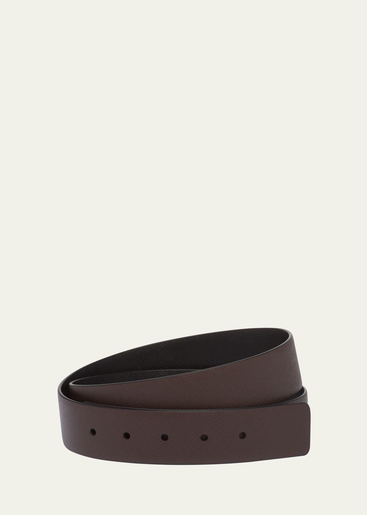 Mens Reversible Saffiano Leather Belt Strap Product Image