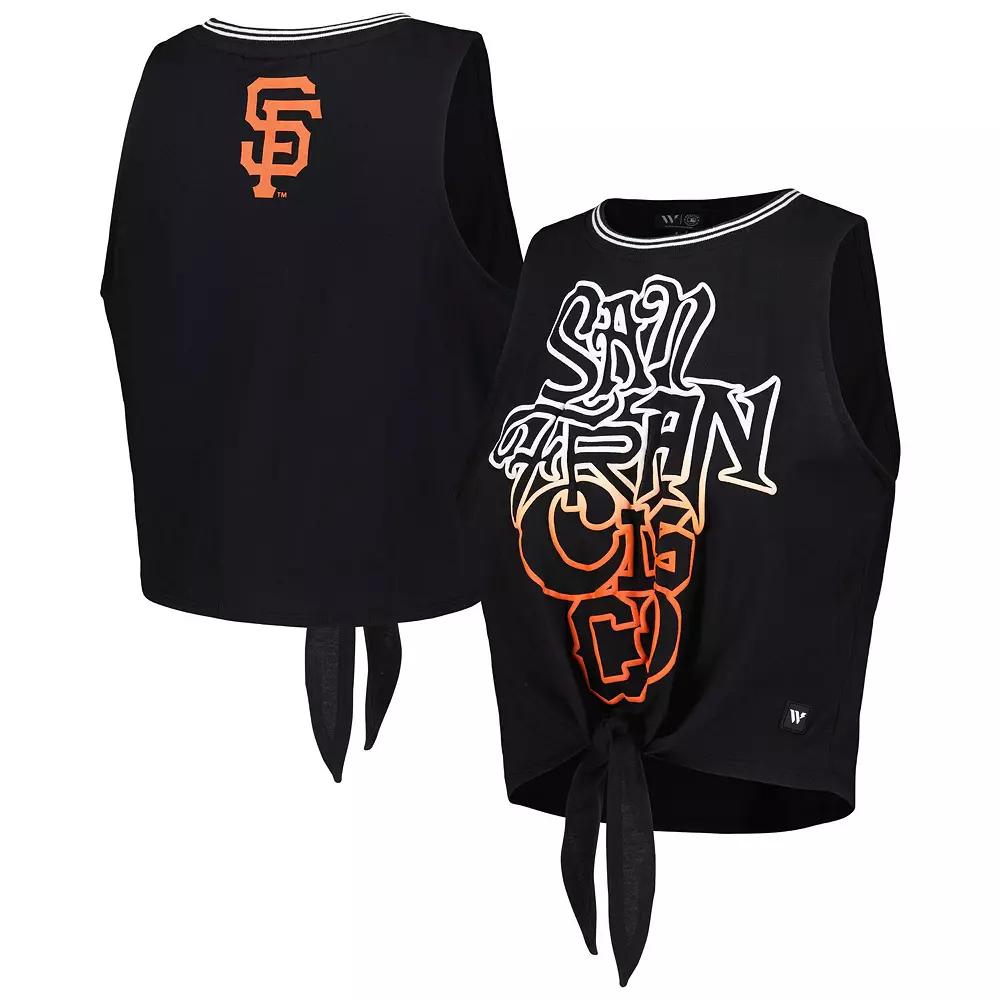 Women's The Wild Collective Black San Francisco Giants Twisted Tie Front Tank Top,  Product Image