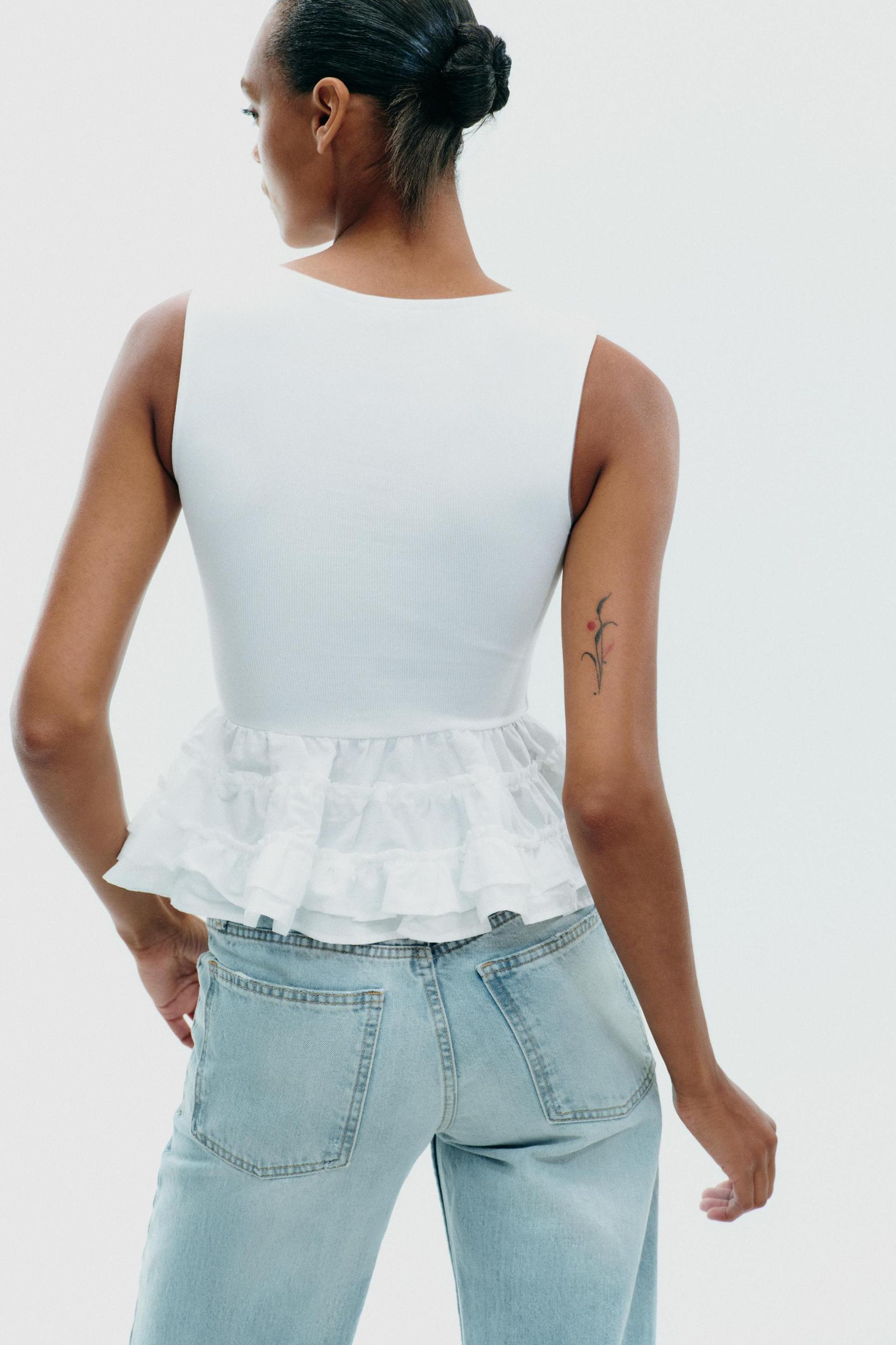 PEPLUM COMBINATION STRAP TOP Product Image