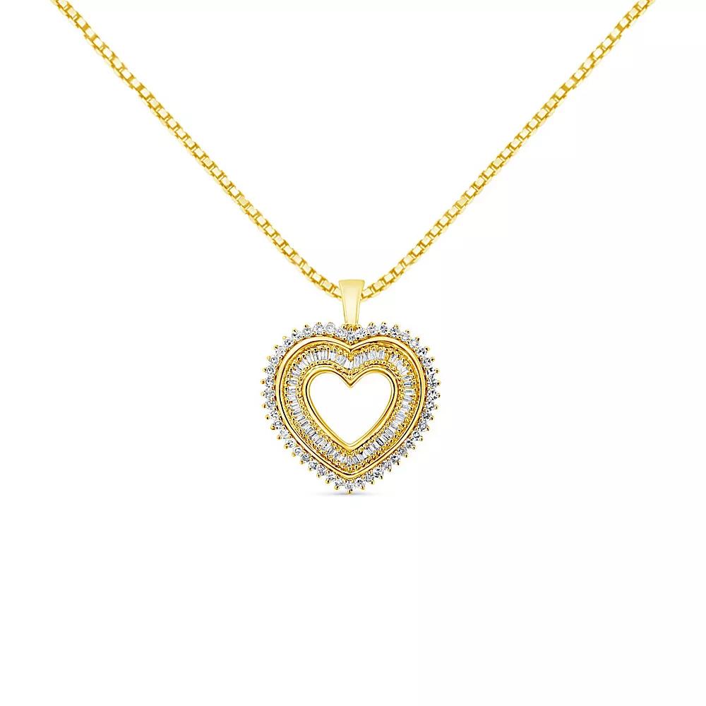Haus of Brilliance 14k Gold Over Silver 1 Carat T.W. Diamond Heart Pendant Necklace, Women's, Size: 18", Gold Tone Product Image