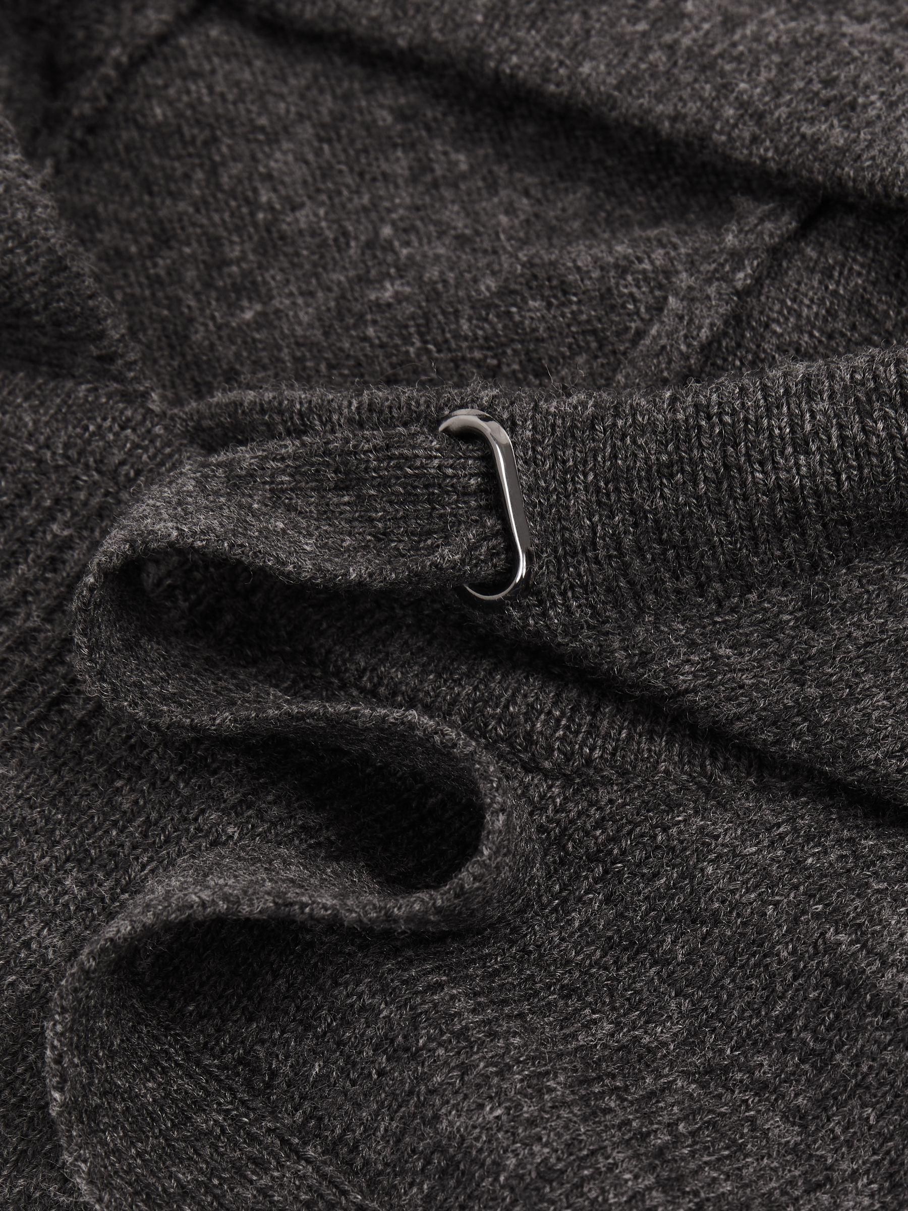Wool Blend Heavy Knit Hoodie in Charcoal Melange Product Image