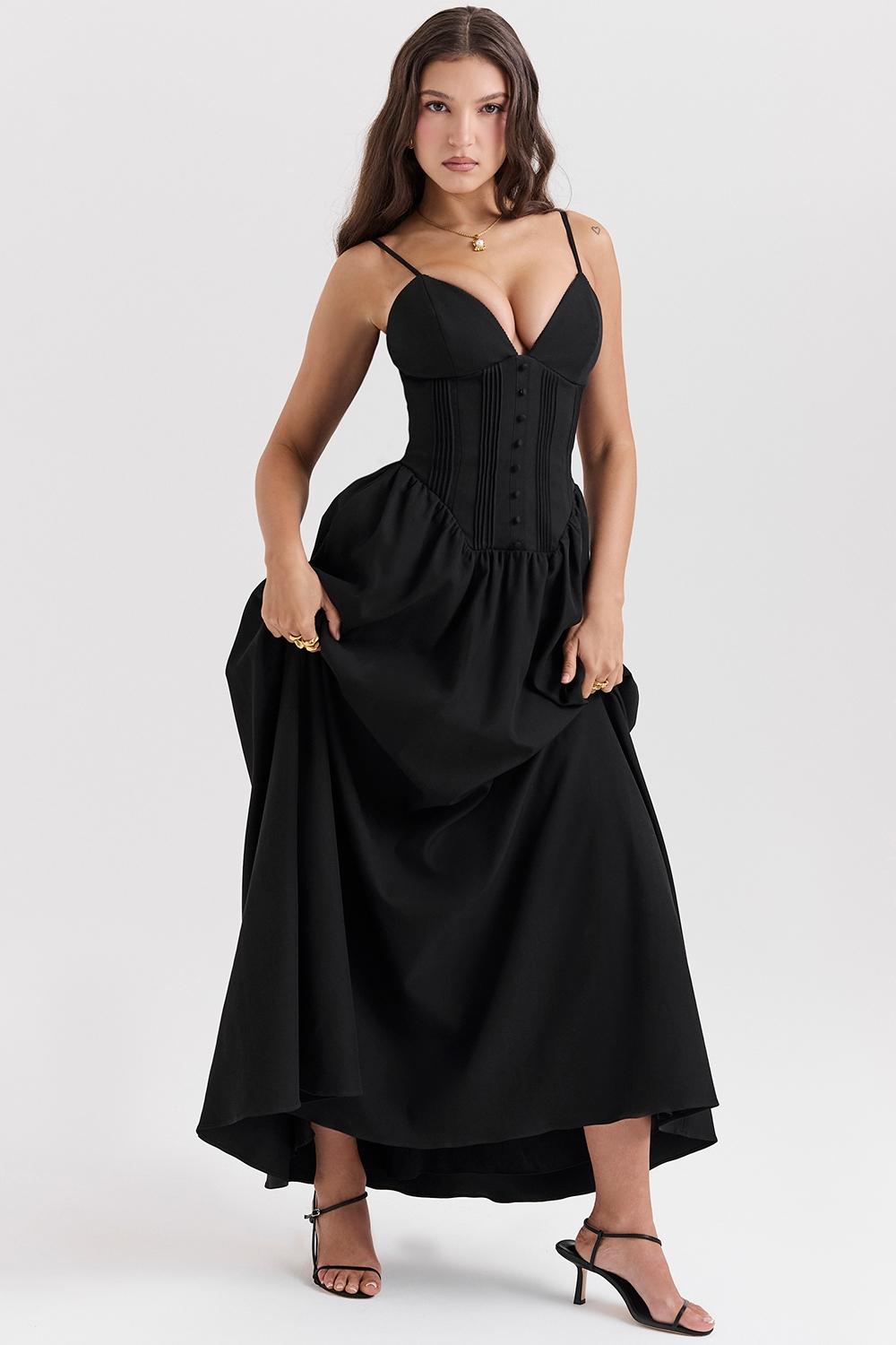Lova  black corset maxi dress Product Image
