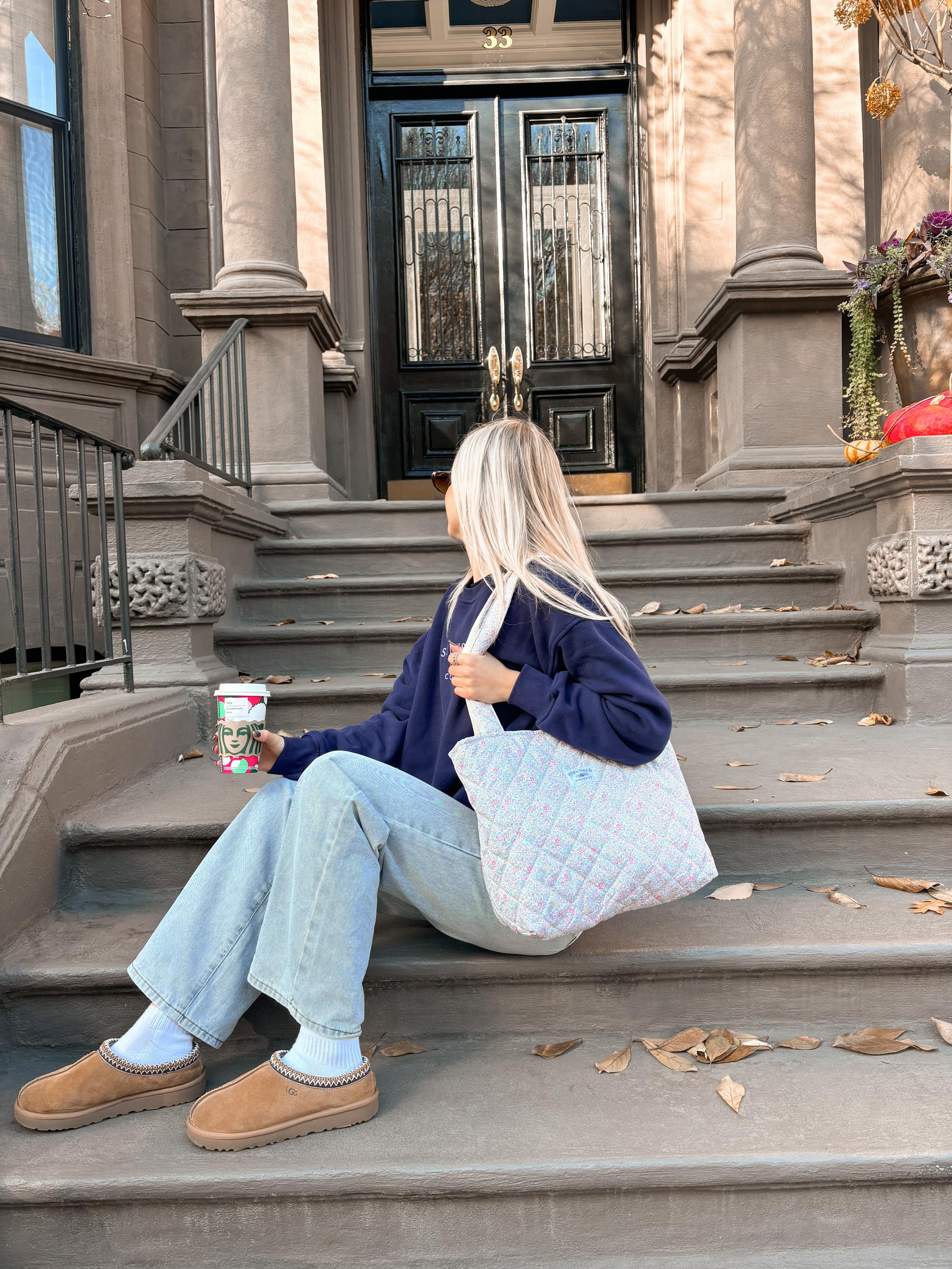 Floral Day In The Park Handmade Tote Zipper Bag Product Image