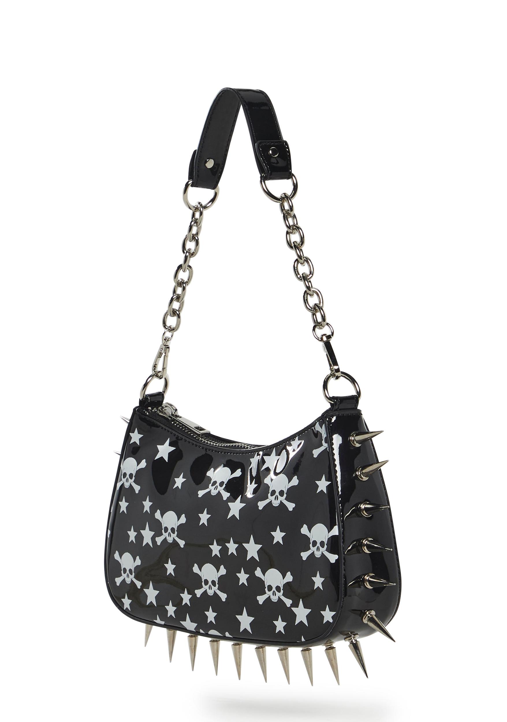 Skull And Crossbones Spiked Shoulder Bag Widow - Black Product Image