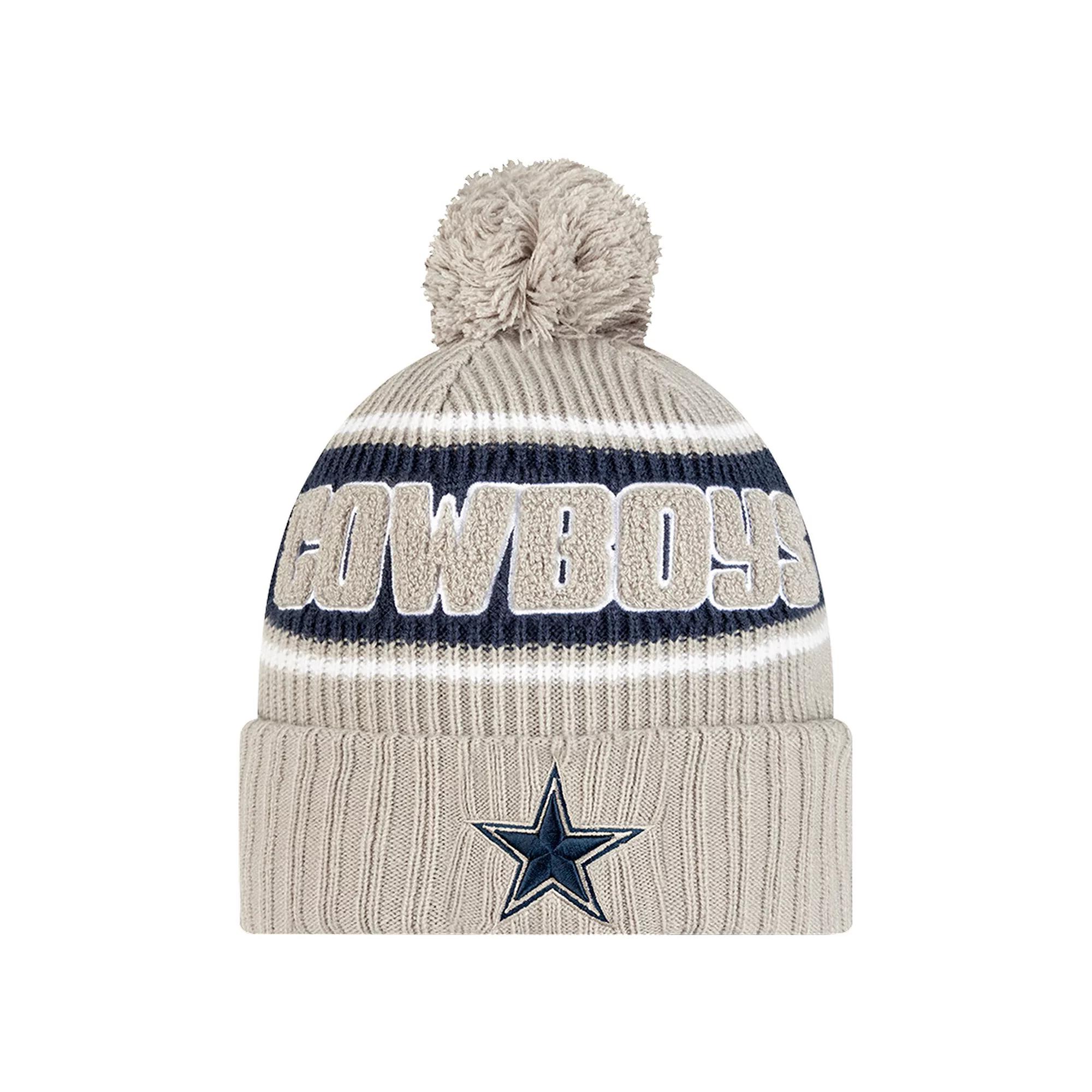 Men's New Era  Gray Dallas Cowboys 2024 Sideline Sport Cuffed Knit Hat with Pom, Grey Product Image