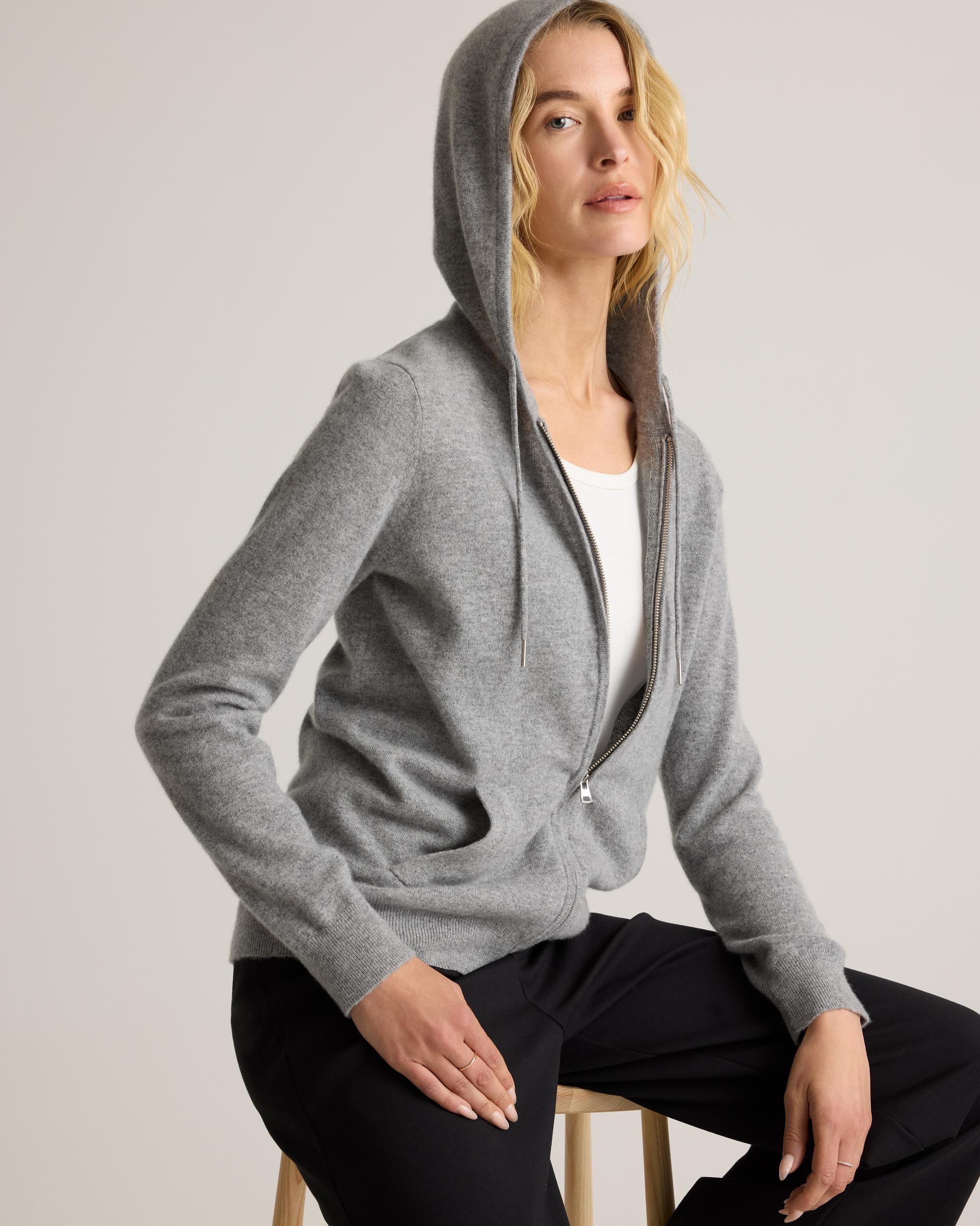 Quince | Women's Mongolian Cashmere Full-Zip Hoodie Jacket Product Image