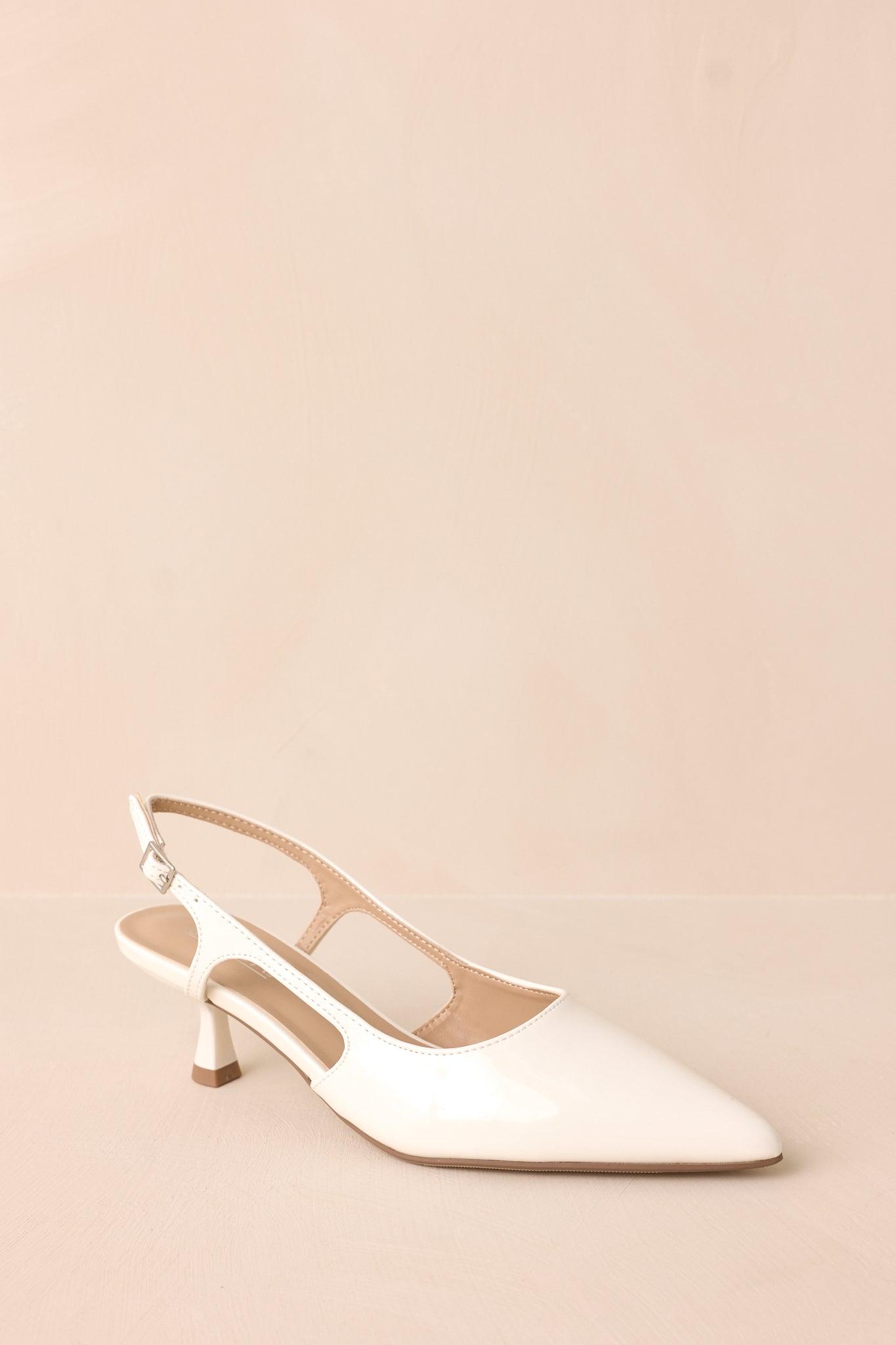 Fiercely Stunned White Patent Kitten Heels Product Image