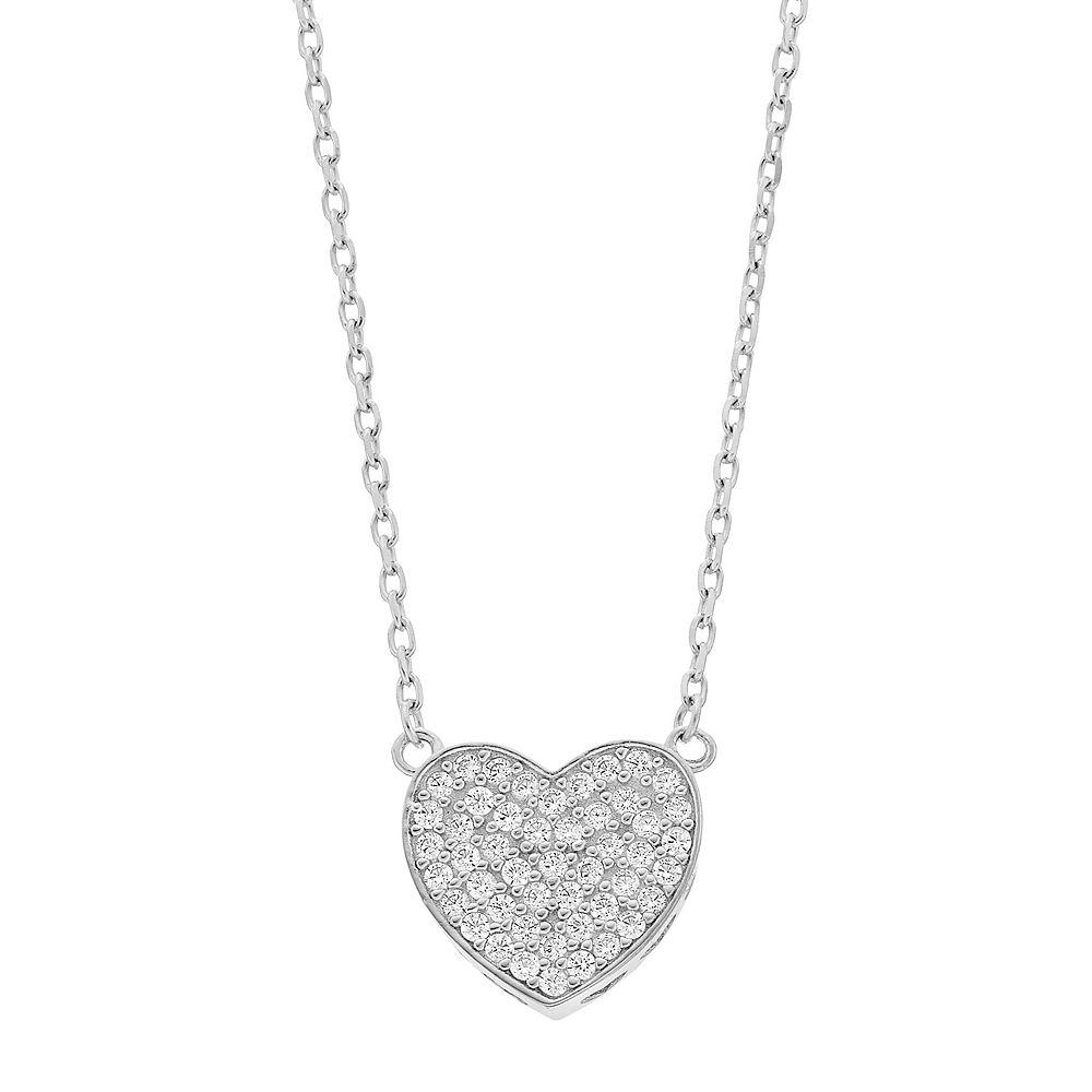Rosabella Sterling Silver Cubic Zirconia Heart Necklace, Women's, Size: 18" Product Image