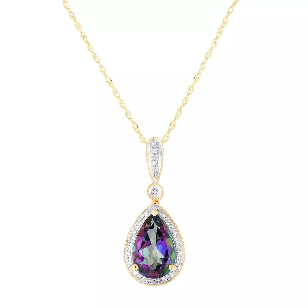 14K Gold Mystic Topaz & Diamond Accent Pendant, Women's, Size: 18" Product Image