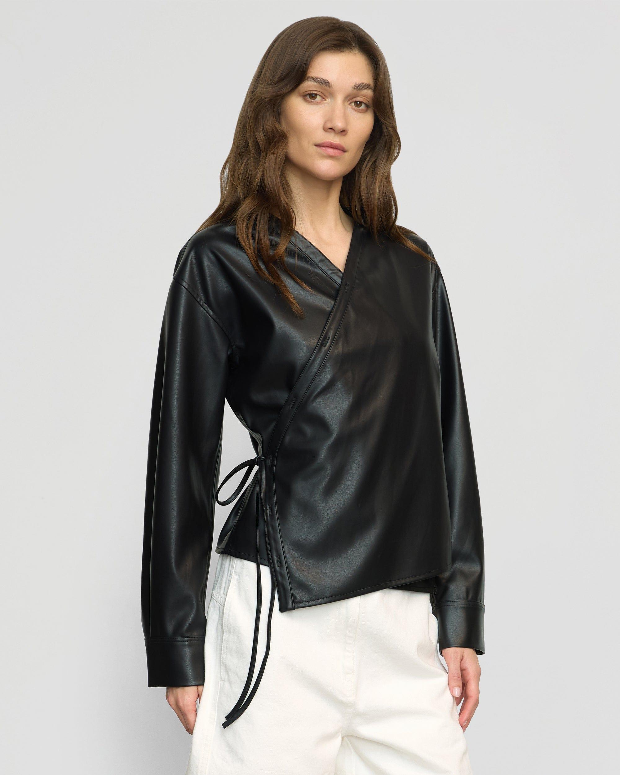Sarit Vegan Leather Wrap Top Product Image