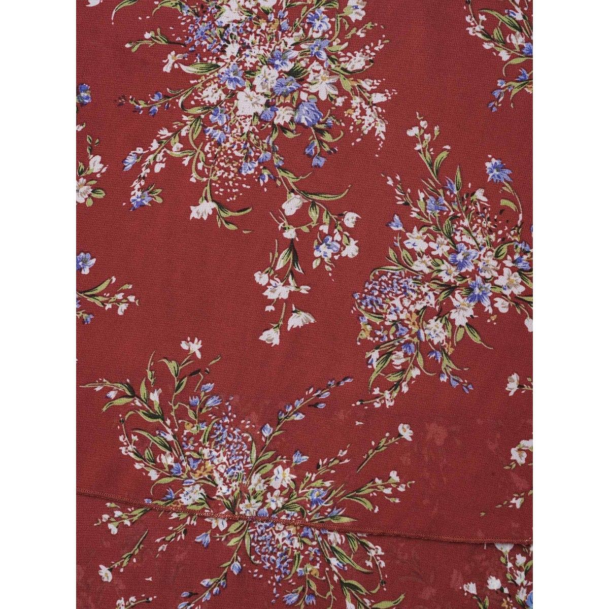 Plus Size Scarlet Floral Print Petal Sleeve Layered Blouse Women Romantic Half Sleeve V-neck Elegant Blouses BloomChic 28/5X Product Image