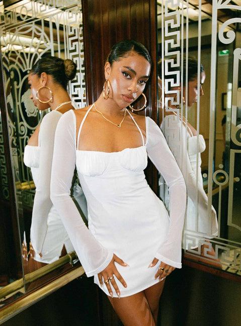 Dyer Sheer Sleeve Mini Dress White Low Impact Product Image