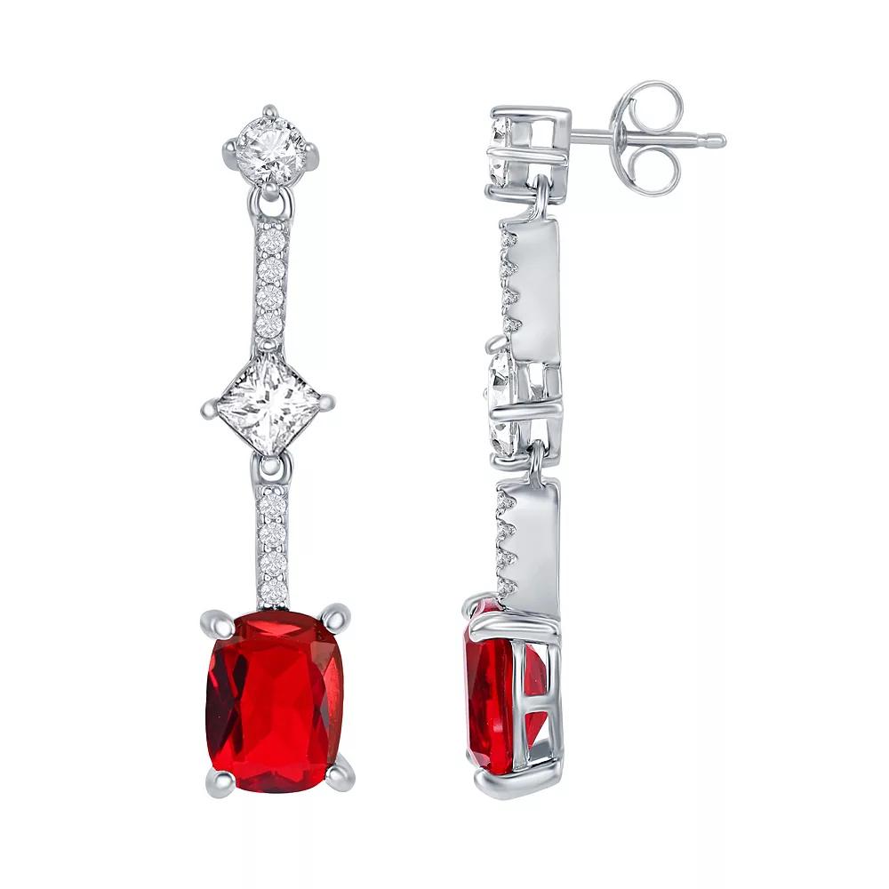 Sterling Silver Cubic Zirconia Long Stud Earrings, Women's Product Image