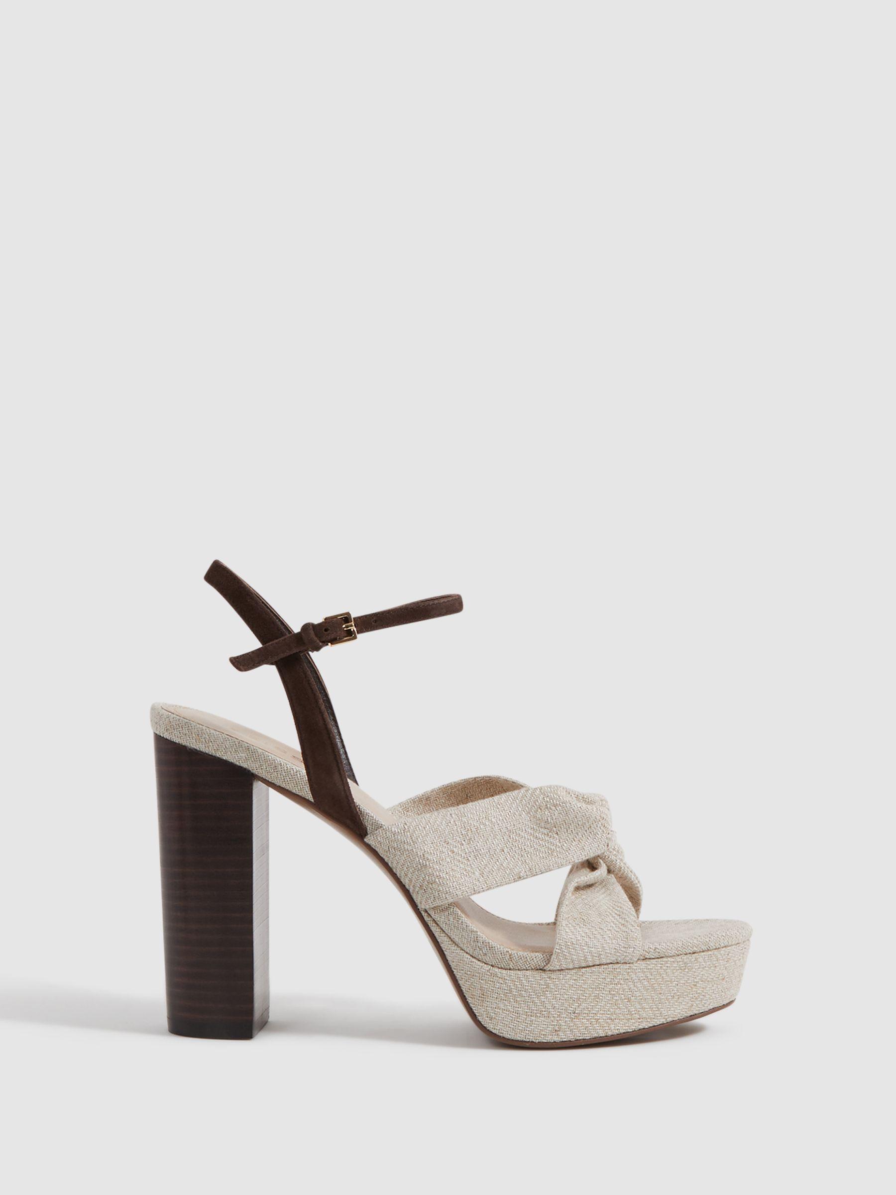 Raffia Platform Heels in Natural Product Image