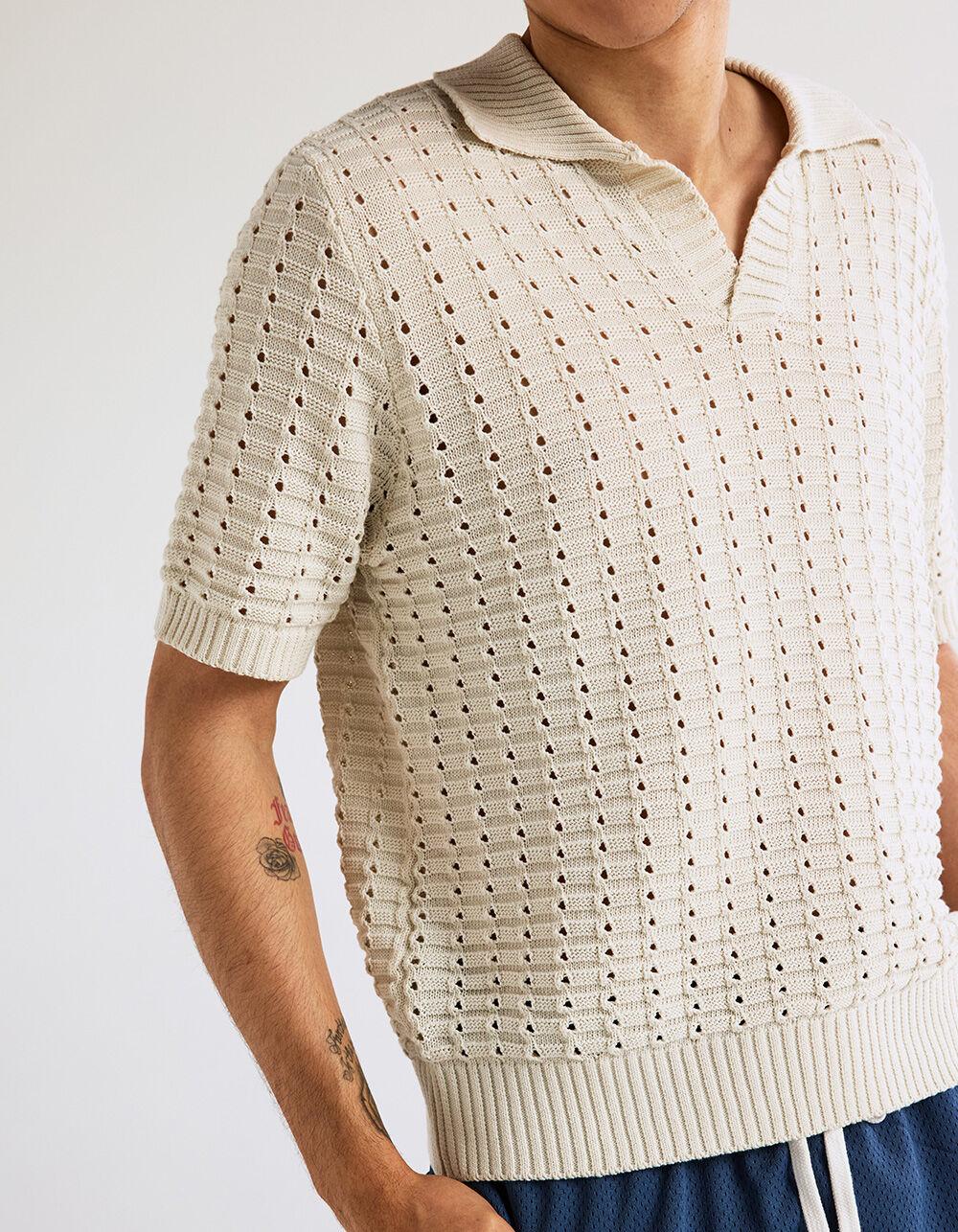 RSQ Mens Sweater Polo Shirt - OFF WHITE Product Image