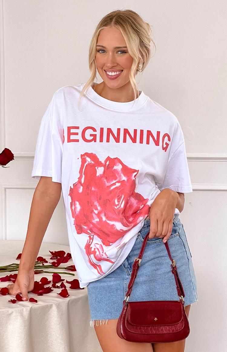 Beginning Rose White Tee Product Image