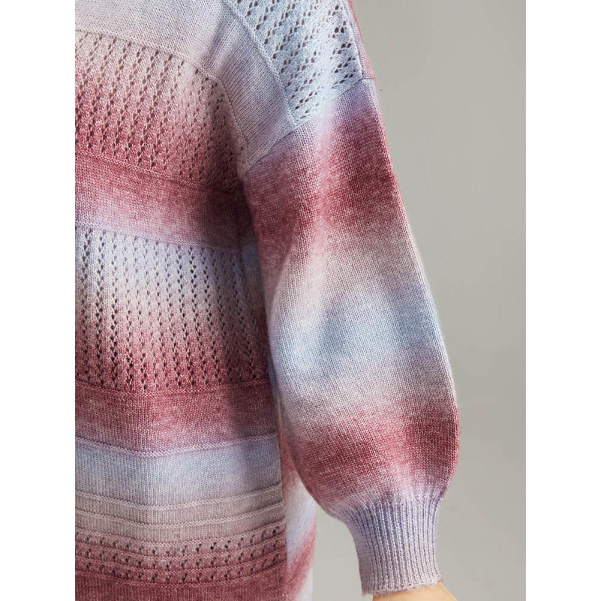 Plus Size Ombre Elastic Cuffs Open Front Cardigan Multicolor Women Casual Loose Long Sleeve Dailywear Cardigans BloomChic 10/M Product Image