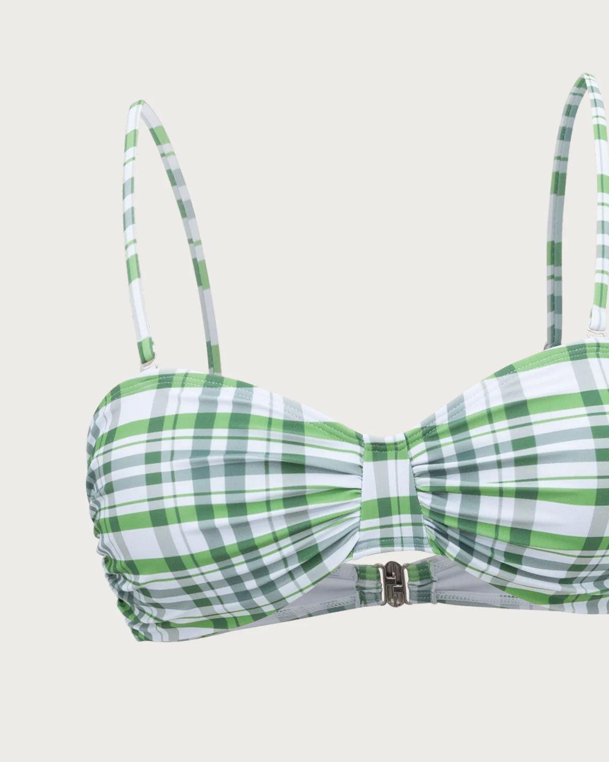 Green Plaid Pleated Bikini Set Product Image