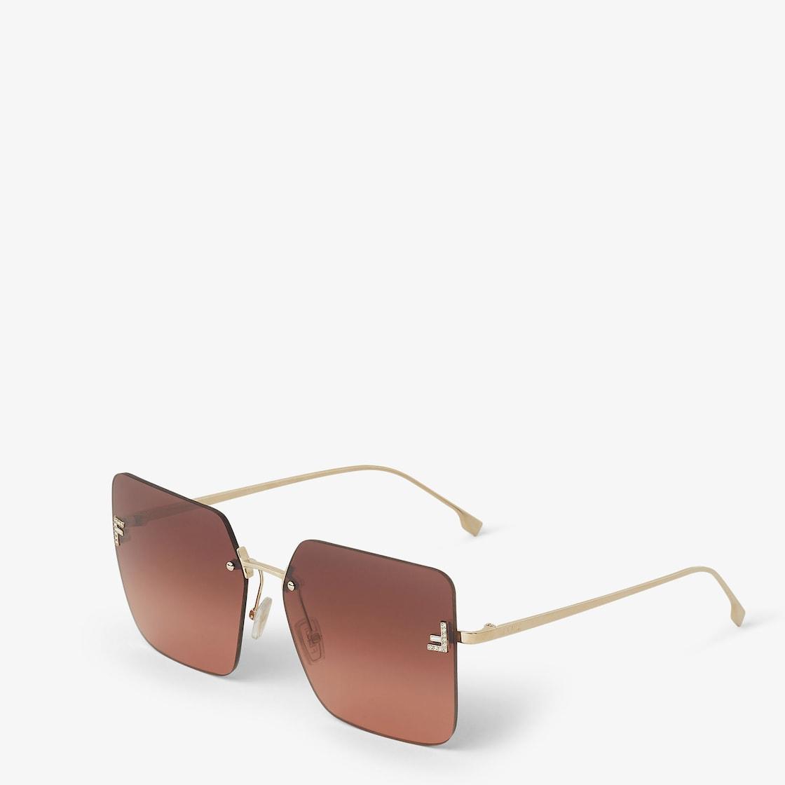Fendi First CrystalGold metal sunglasses with sienna brown gradient lenses Product Image