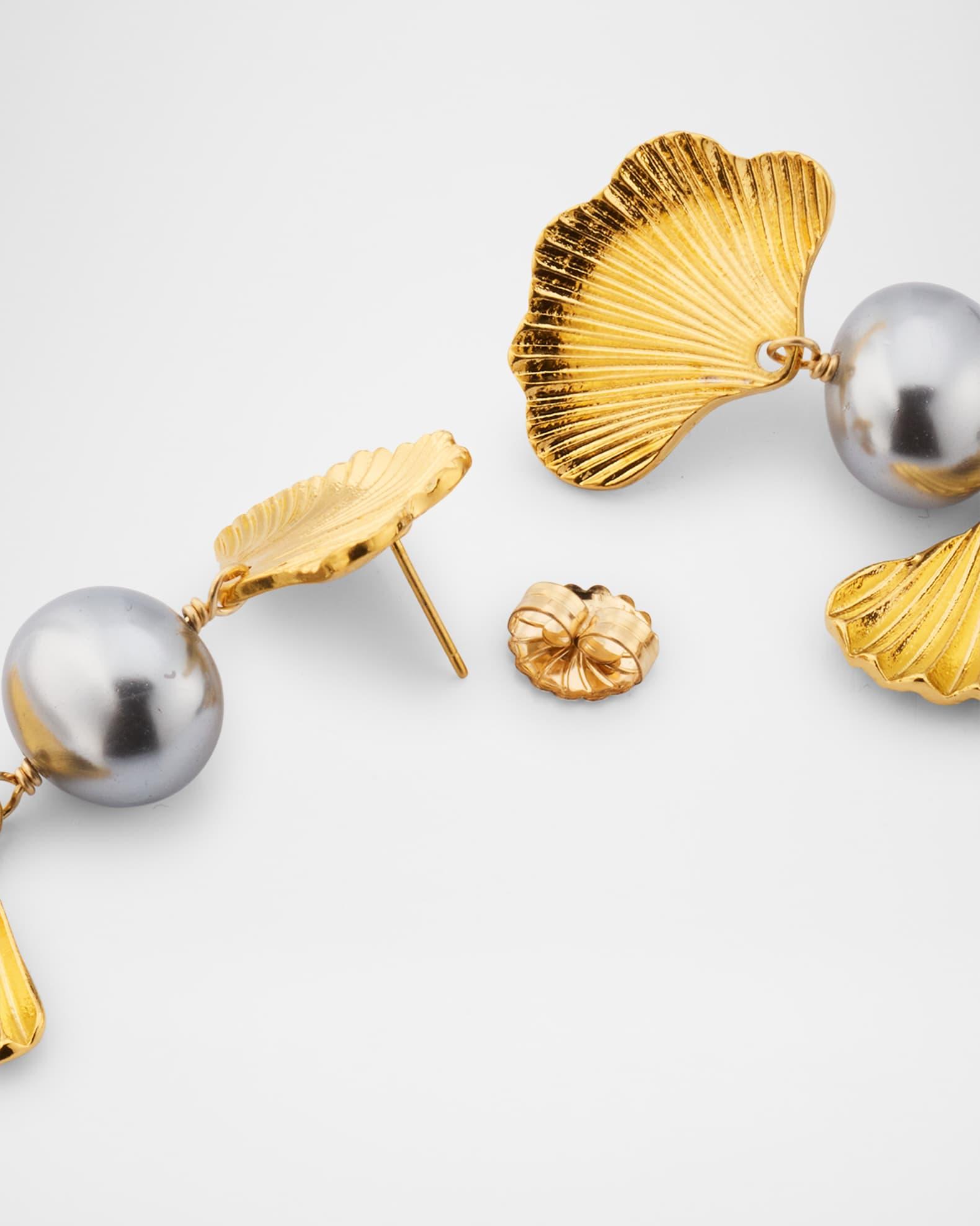 Double Fan Pearl Shell Earrings Product Image