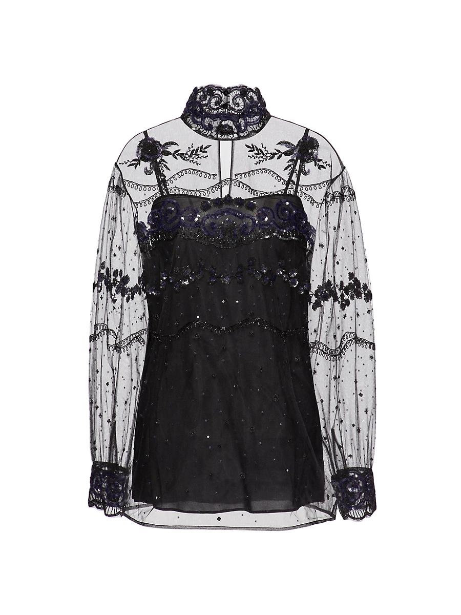 Womens Tulle Illusione Embroidered Top Product Image