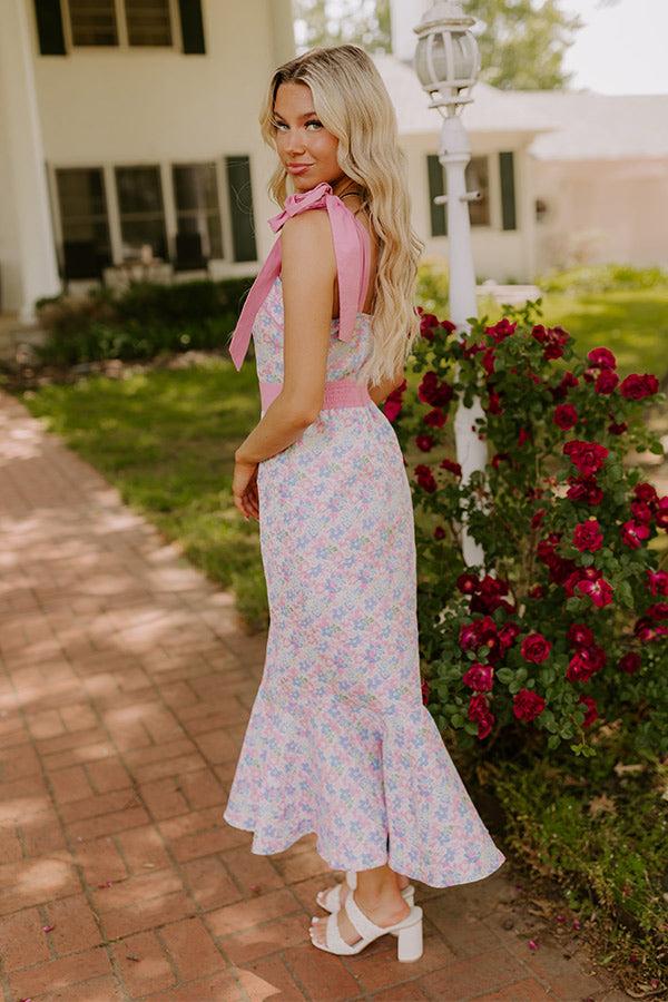 Wine Country Cutie Floral Midi Dress in Pink Product Image