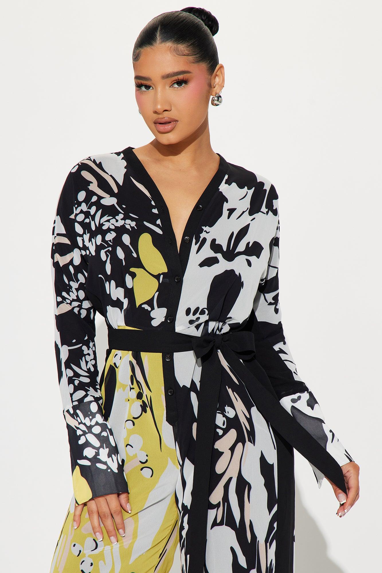 Brunch Dates Chiffon Jumpsuit  - Black/combo Product Image