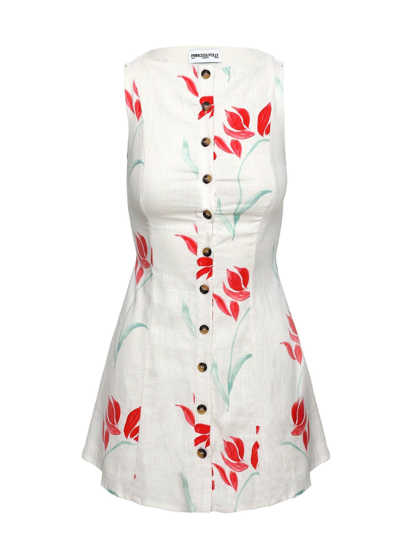 Dollie Linen Mini Dress Floral Product Image