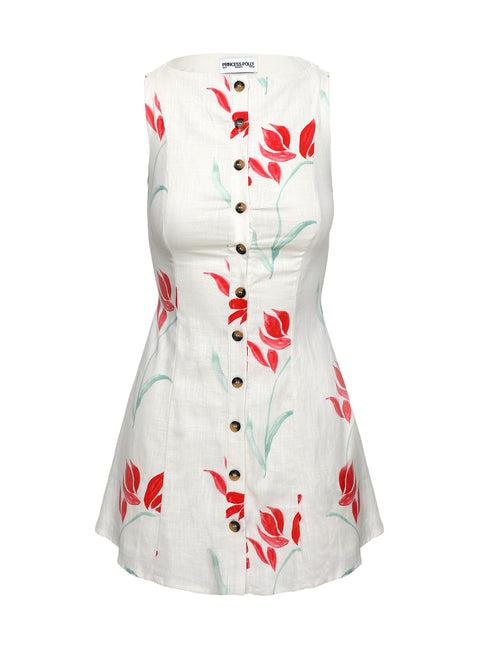Dollie Linen Mini Dress Floral Product Image