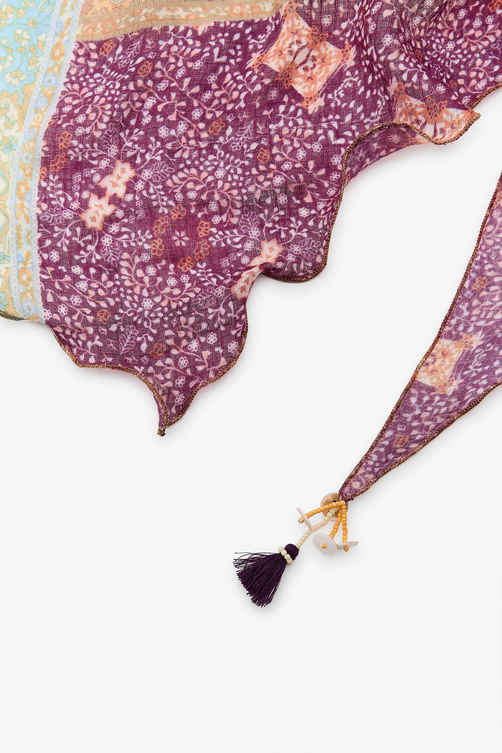 PRINTED BEADED POMPOM BANDANA Product Image