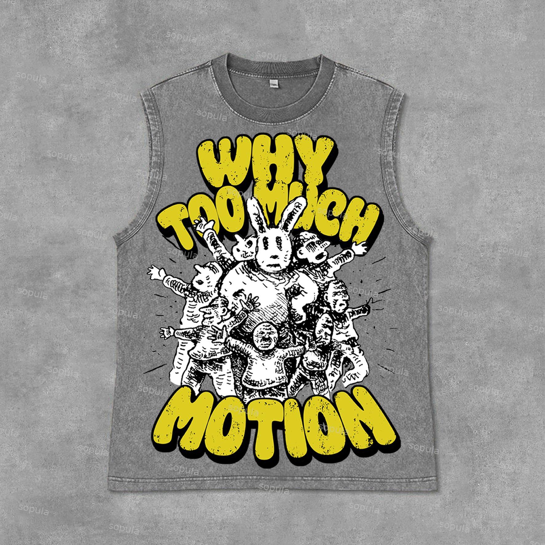 Vintage Why Too Much Motion Graphic Print Acid Washed Sleeveless Tank Top Product Image