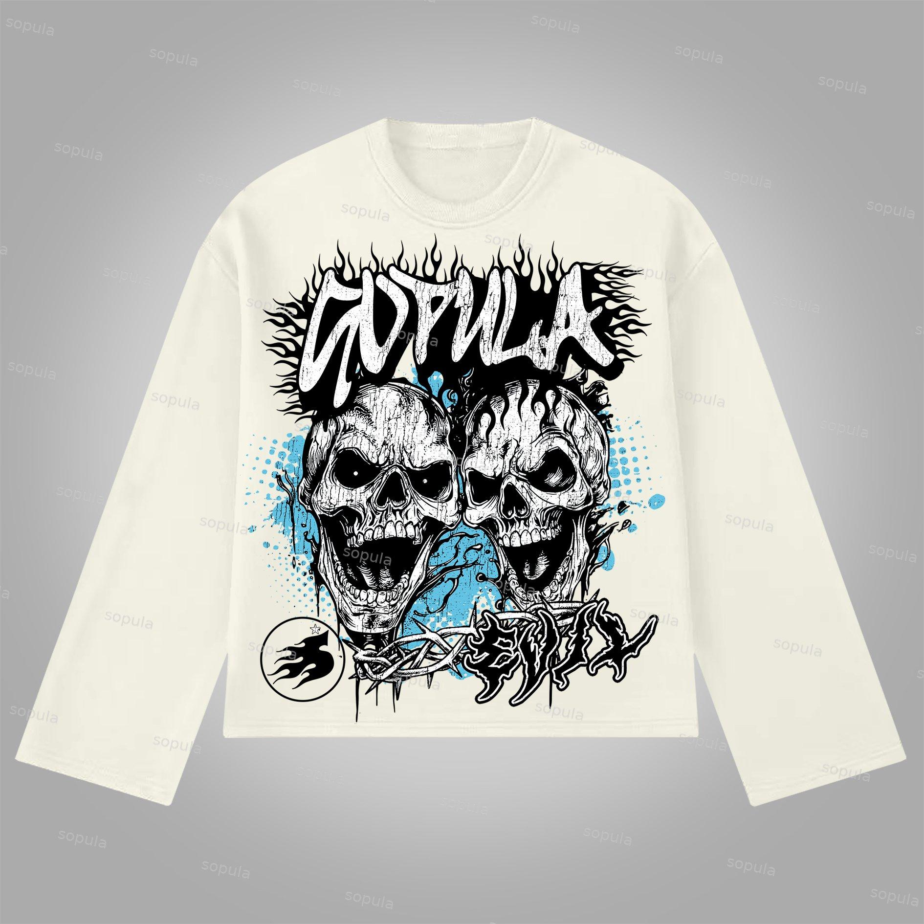 Sopula You Better Know Evil Skull Graphic Cotton Cotton Long Sleeve T-Shirt Product Image