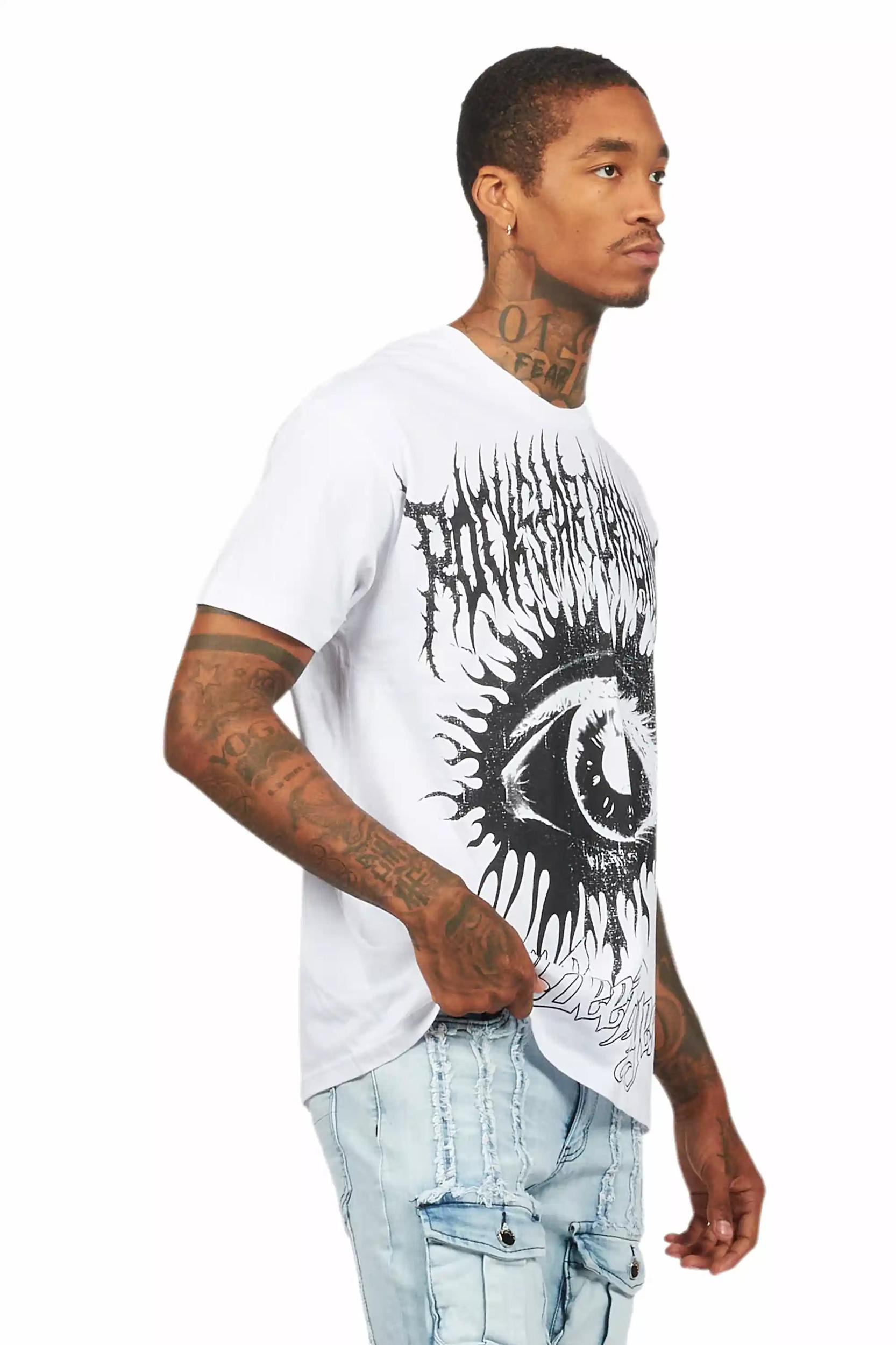 All Seeing Eyes White Graphic T-Shirt Male Product Image