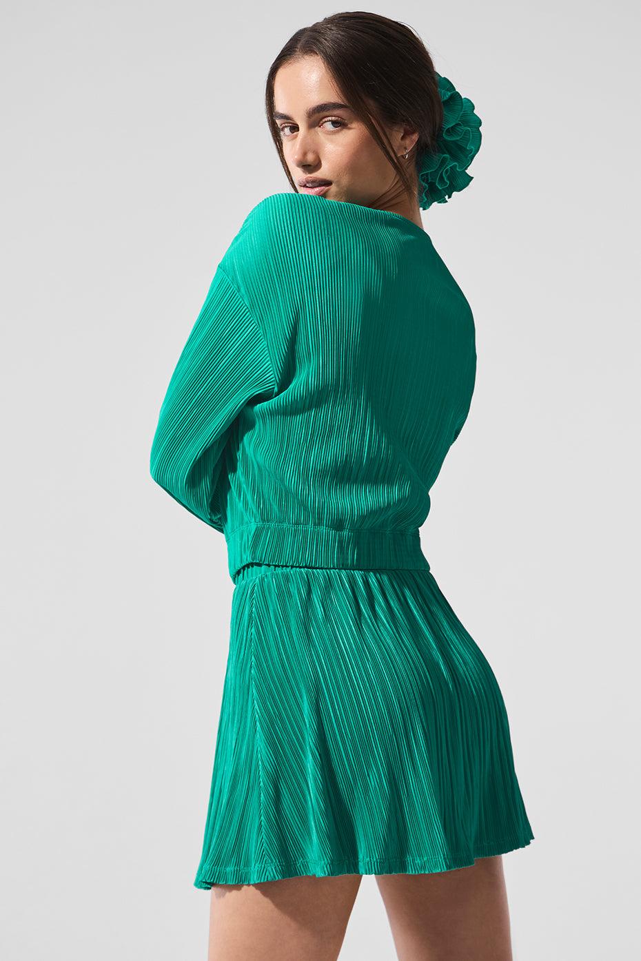 Cropped Micro Plisse Jacket - Spruce Green Product Image