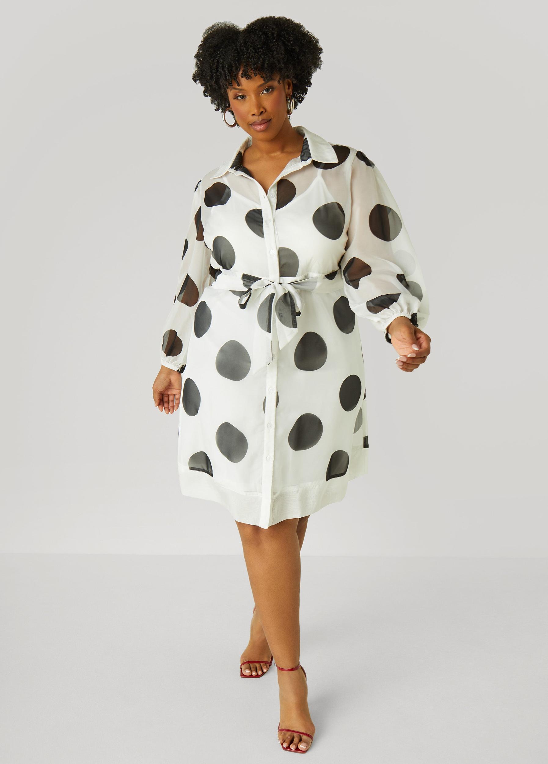 Polka Dot Organza Shirtdress Product Image