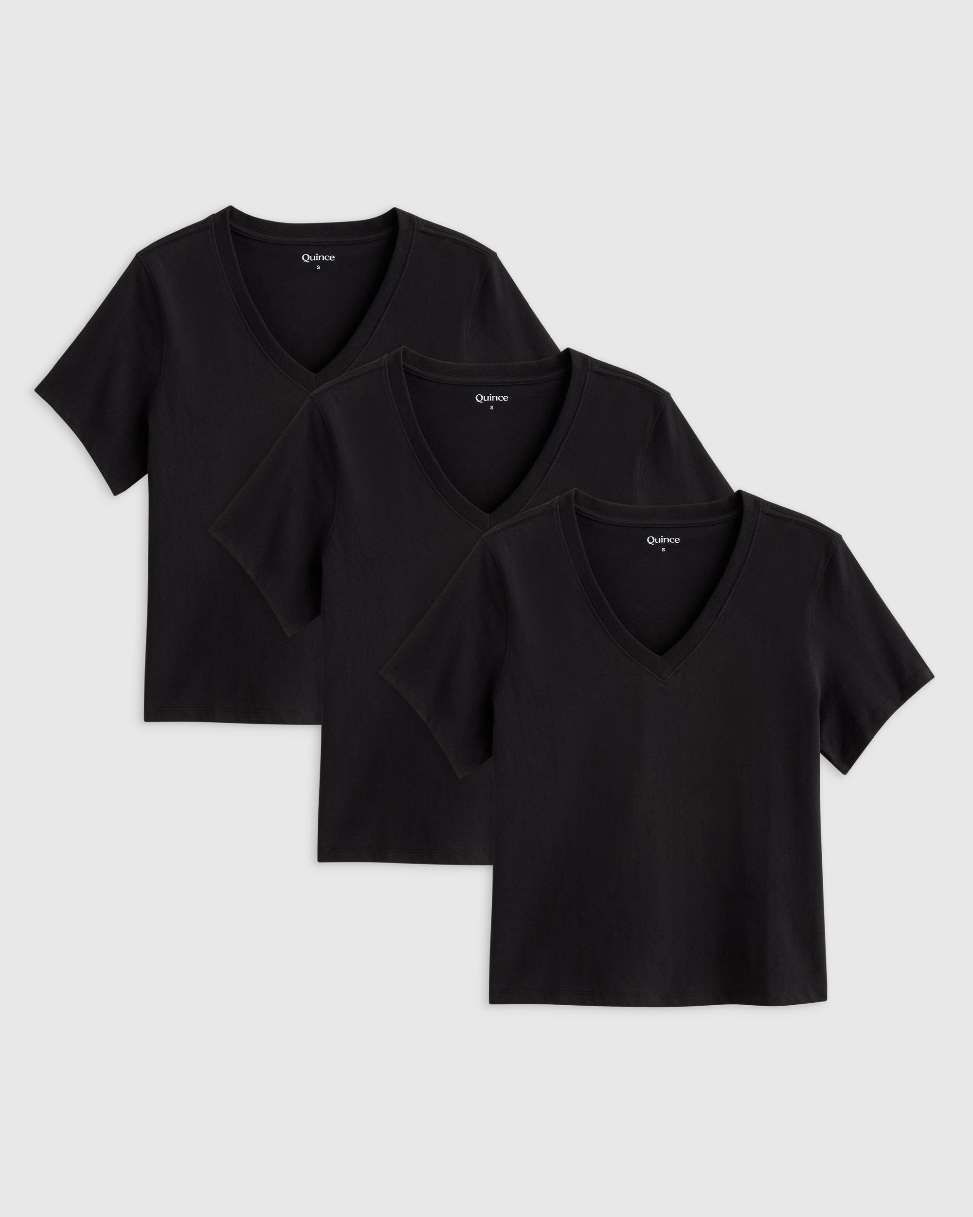 Quince | Women's Boxy V-Neck T-Shirt Organic Cotton Product Image