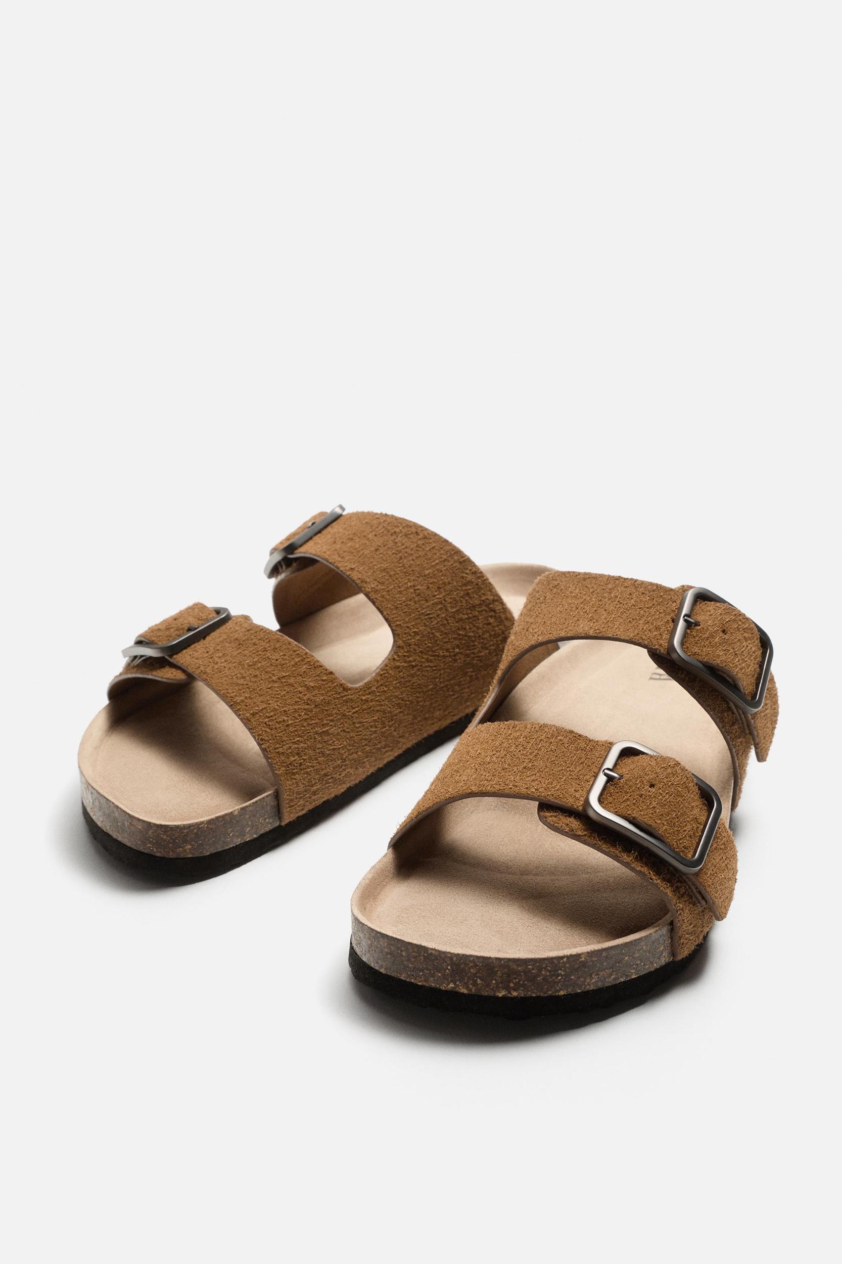 DOUBLE STRAP LEATHER SANDALS Product Image