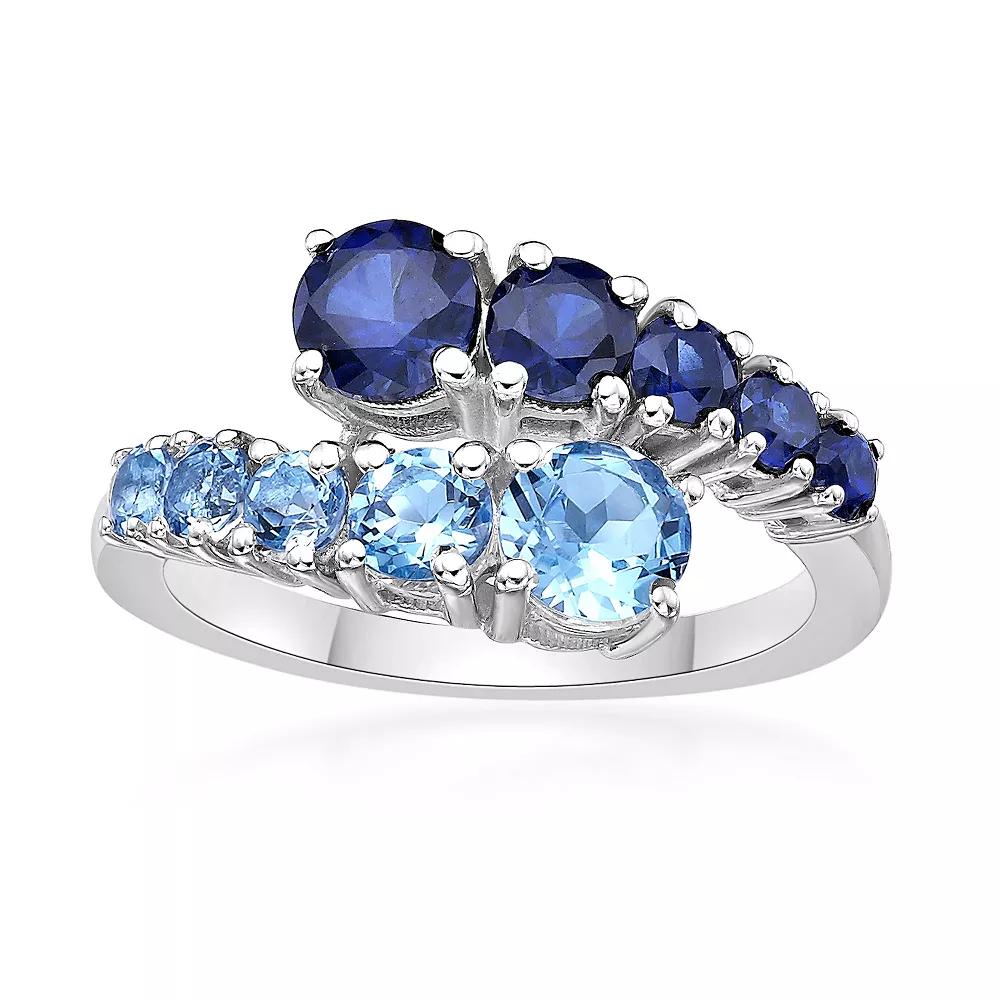 Gemminded Sterling Silver ISQA Blue Topaz & Lab-Created Sapphire Ring, Women's,  Product Image