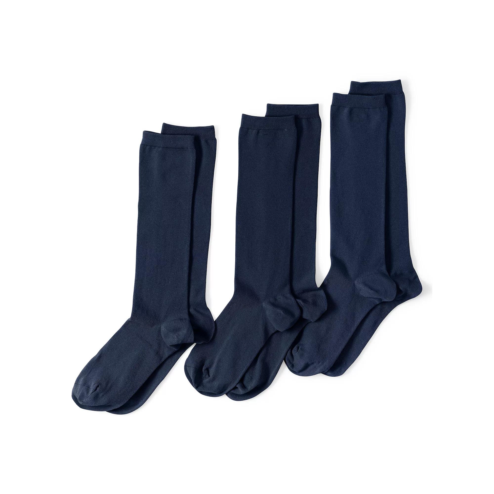 Women's Lands' End Seamless Toe Solid Trouser Socks 3-Pack,  Product Image