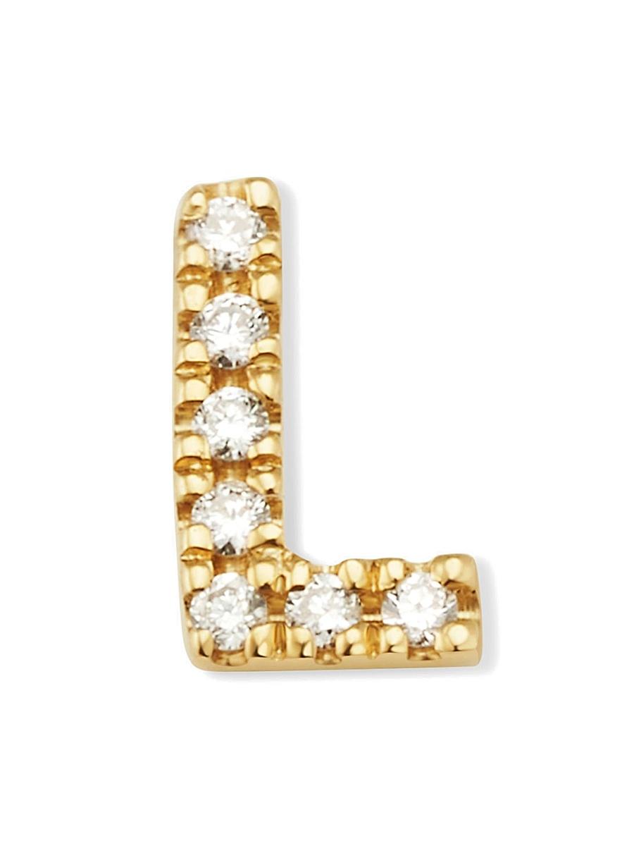 Womens 14K Yellow Gold Luxe Letter Diamond Initial Single Stud Earring Product Image